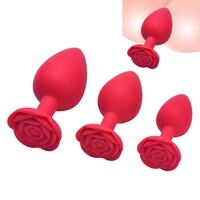 Hot Rose Fleur Fond Silicone Anal Plug S/M/L Sex Toy Étanche Pour Femelle Mâle