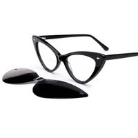 Nouvelles montures de lunettes œil-de-chat élégantes pour femmes avec clip magnétique polarisé, monture de lunettes de vue tendance prête à l'emploi