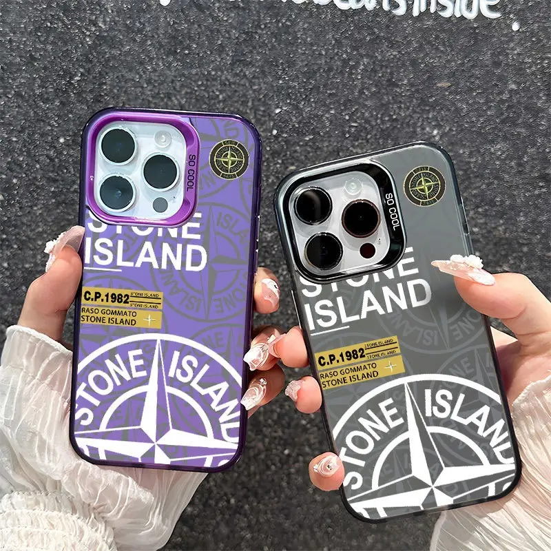 Custom Colorful silver IMD personalized trend stone island phone cases for iPhone 15 13 14 12 pro max phone accessories