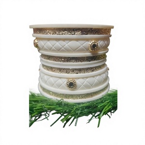 Women's Religious Wedding Ivory Resin Ball Shape Bangles with Circling Setting Customizable Size BS INTERNATIONAL Brand - Product Image 5