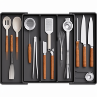 Organisateur de tiroir de cuisine extensible et réglable pour cuillères, fourchettes, couteaux et ustensiles de cuisine