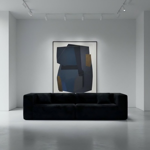 Conjunto de Sofá Moderno de Pana Negra, Modelo A-20, Sofá Cama Compacto para Sala de Estar Pequeña, Sofá Cama Modular Convertible de 3 Plazas - Product Image 3