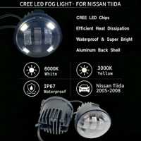 Phare antibrouillard à quatre yeux Angel Eye blanc et jaune 20W, Plug & Play, direct usine, pour Nissan Tiida 2005-2008, conduite nocturne par temps mauvais