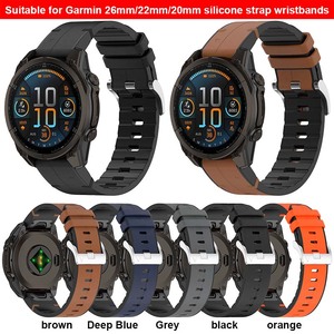 Forwelleny 20 <span class=keywords><strong>22</strong></span> 26mm <span class=keywords><strong>Quickfit</strong></span> <span class=keywords><strong>correa</strong></span> de reloj de cuero <span class=keywords><strong>correa</strong></span> de muñeca de silicona para Garmin Fenix 8 47MM 51MM 43MM 7X Accesorios - Product Image 2