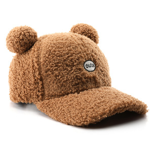 Thời Trang Mùa Đông Sherpa Fur <span class=keywords><strong>Hat</strong></span> Cho Cô Gái Tùy Chỉnh Dễ Thương Bóng Chày Gấu Lông Cap Len Felts Mũ - Product Image 4