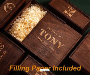 Boîte-cadeau de garçons d'honneur <span class=keywords><strong>en</strong></span> <span class=keywords><strong>bois</strong></span> personnalisable moderne debout meilleur homme présent souvenir mallette de rangement pour les propositions de mariage personnalisées - Product Image 2