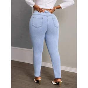 Women's <b>Plus</b> <b>Size</b> High Waist Flared Denim Jeans Pants Summer Casual Full Length Skinny Pencil <b>Trousers</b> for Ladies Free Shipping - Product Image 6