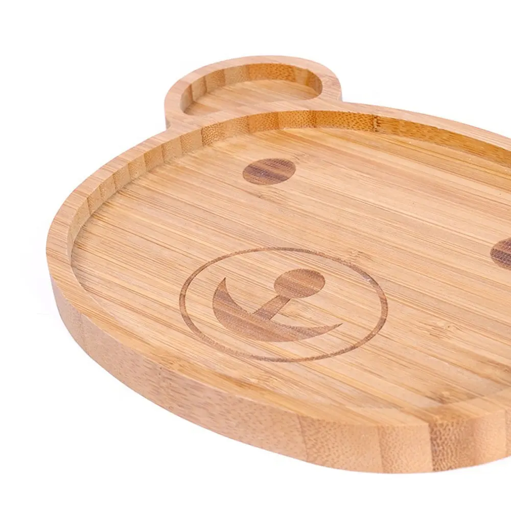 Table Ware Dinnerware Sets Baby Divided Eco Bamboo Child's Bear Wooden Dinner Set Plate