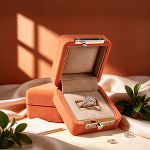 JINSKY Luxury Velvet Jewelry Case Custom Logo Wholesale Snap Closure Elegant Gift <b>Box</b> for <b>Rings</b> and Necklaces - Product Image 4