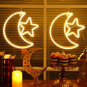 EID ramadan trang trí đèn cửa sổ Neon pafu islam kỳ nghỉ EID mubarak mặt trăng sao Led Neon ánh sáng