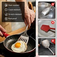 Ensemble de 7 ustensiles de cuisine en acier inoxydable, spatules et cuillères, incluant des spatules ajourées solides et des cuillères ajourées de service, résistantes à la chaleur
