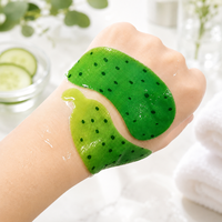 Masques pour les yeux en fibres végétales écologiques imprimés de feuilles de concombre vertes, motif personnalisé Y305, compresses humides apaisantes