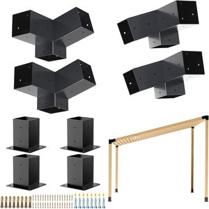 Kit de base de <span class=keywords><strong>poteau</strong></span> extérieur <span class=keywords><strong>pour</strong></span> gazebo Pergolas Support de toit incliné à 15 ° Quincaillerie de pergola à 75 ° Poutre en <span class=keywords><strong>bois</strong></span> Sunroom <span class=keywords><strong>Carport</strong></span> Cabin - Product Image 2
