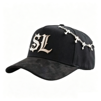 Nouveauté Casquettes de sport 5 panneaux en strass avec croix en or rose 24 carats, doublure en satin, casquettes à barbe personnalisées en daim avec boîte