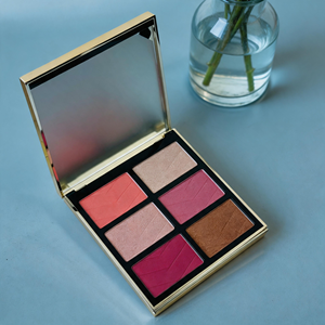Palette de maquillage visage et yeux six couleurs de haute qualité, effet minéral mat chatoyant, tons clairs, avec logo personnalisé, fard à paupières, <span class=keywords><strong>blush</strong></span> et illuminateur - Product Image 4