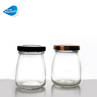 Haute Qualité 100ml Clair Lait Yaourt Pot Bouteilles Verre Pudding Pot Avec Couvercle En Métal