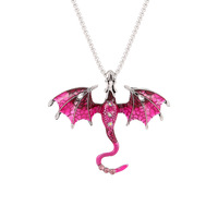 Collier pendentif Dragon volant dessin animé effet goutte d'huile, design unique, longue chaîne dragon animal, pour hommes et femmes, style Europe et Amérique