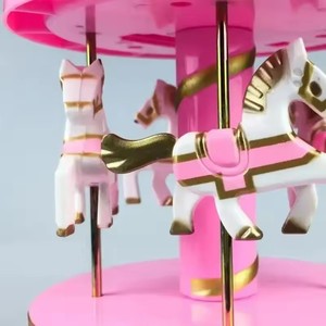 กล่องดนตรีหมุนรูปม้าหมุนสุดหรู 1 ชิ้น ของเล่นหมุนโรแมนติก งานแฮนด์เมด ของขวัญกล่องดนตรี - Product Image 6