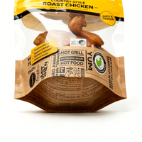 Sac de présentation pour poulet rôti de 1-3 kg, personnalisé en usine OEM, avec poignée découpée et fenêtre anti-buée, qualité alimentaire, résistant à l'huile et à la chaleur, pour rôtisserie
