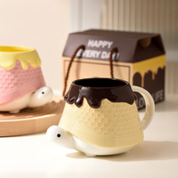 Tasse créative en nid d'abeille avec couvercle Conception de tortue mignonne Cadeau d'anniversaire pratique pour les filles Meilleur ami Cadeau Souvenir Tasse