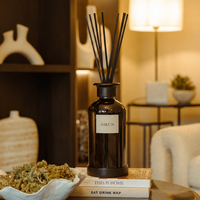 Aikun - Difusor de Aromas con Etiqueta Redonda de Vidrio Negro de 1000 ml, Juego de Caja para Regalo, Empresa, Hotel, Muestra de 3 Días, Envío en 7 Días, Aroma Duradero