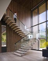 Moderne USA Kanada Standard Metall Holz Indoor Gerade Treppe Stahl Wirbelsäulen balken Floating Solid Design für Küche für Villa