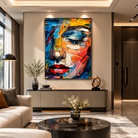 Tableau mural abstrait 3D impasto peint à la main sur mesure, portrait de femme, couteau à palette, Pop Art pour salon et décoration d'hôtel