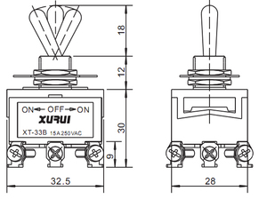 Interrupteur à levier électrique à montage sur panneau à 3 positions marche-arrêt-marche 25AMP 250V en plastique pour équipement électrique - Product Image 4