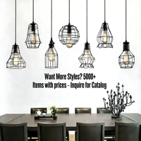 Lustres industriels rétro en gros, luminaires suspendus en fer pour intérieur, base E27, style loft, en métal noir pour restaurant