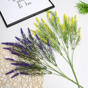 Fleurs artificielles de lavande Lichao jaunes et violettes en plastique pour décoration de mariage, maison et extérieur, moulées par injection - Product Image 1