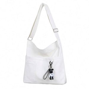 Sac fourre-tout en toile écologique portable et tendance avec fermeture éclair, bandoulière, poche et grande capacité pour le shopping – Vente en gros - Product Image 3