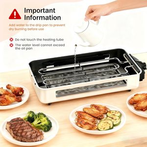 Grill électrique d'intérieur 1500W YOHAWJAN en acier inoxydable, sans fumée, plaque de cuisson antiadhésive amovible, contrôle de la température, poêles portables - Product Image 6