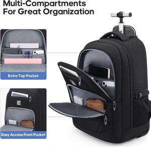 Free Sample Laptop Travel <b>Backpack</b> with Wheels for Men Women, Rolling <b>Wheeled</b> <b>Backpack</b> for Business Travel - Product Image 2
