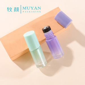 Muyan 5ml Roll-On Glass Bottle Pearlescent Gradient Essential Oil <b>Perfume</b> Decanter For Women Eye Cream <b>Container</b> - Product Image 1