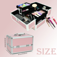 Valise de maquillage professionnelle en aluminium rose, trousse de beauté, valise de maquillage personnelle en aluminium pour artiste