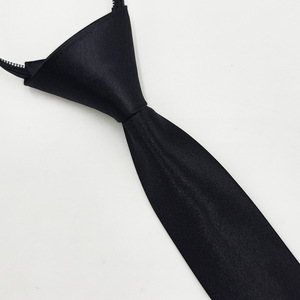 Bonne qualité Yiqun Solide Couleur Noir <span class=keywords><strong>Cravate</strong></span> Hommes Brillant Satin Fichier 5cm Ultra-étroit Facile à Tirer Fermeture Éclair Gratuit - Product Image 4