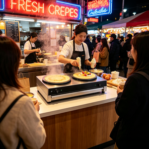 Nouvelle crêpière commerciale à gaz crêpière avec Double poêle antiadhésive ronde crêpière plaque chauffante Machine à crêpes à gaz - Product Image 1