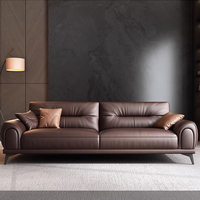 Canapé de bureau moderne minimaliste en cuir PU pour trois personnes, idéal pour les réunions, les conversations et la détente, avec un rembourrage en éponge haute densité