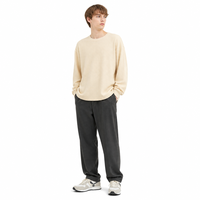 T-shirt à manches longues en tricot gaufré coupe carrée, couleur unie, style streetwear pour un usage quotidien décontracté