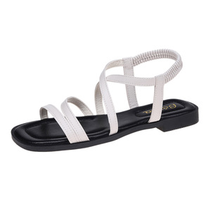 Sandalias Planas <span class=keywords><strong>de</strong></span> Moda Europea y Americana para Mujer, Tallas Grandes, con Tiras Cruzadas, Elásticas, <span class=keywords><strong>de</strong></span> Plataforma, para Playa, Venta al Por Mayor - Product Image 6