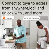Cerradura Inteligente Biométrica para el Hogar con Escáner de Huellas Dactilares, Manija Tuya Smart Locks, Cámara Frontal Wi-Fi, Acero/Madera, Nube