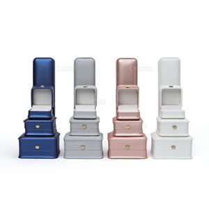 Custom Luxury Ring <b>Boxes</b> Pu Leather Ring <b>Jewelry</b> Set With <b>Velvet</b> Pendant Bangle Bracelet Packaging <b>Boxes</b> - Product Image 2