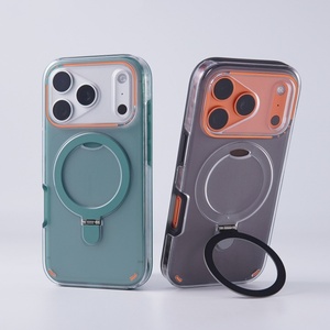 เคสโทรศัพท์แม่เหล็กแบบด้าน รุ่นสั่งทำพิเศษ สำหรับ iPhone 17 12 13 Pro Max 14 15 16 Plus 17 Air พร้อมขาตั้งวงแหวนโลหะ 2 in 1 ป้องกันแรงกระแทก - Product Image 1