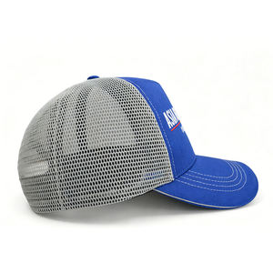 Custom 3D Embroidery Logo 5 Panel Cotton Mesh Cap a Frame Curved Brim Trucker <b>Hat</b> OEM BSCI Manufacturer <b>Wedding</b> <b>Navy</b> <b>Blue</b> - Product Image 5