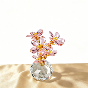 Ornement floral en cristal multicolore avec base en diamant, vente en gros d'usine, gravure personnalisée, figurine de bouquet de fleurs en cristal - Product Image 6