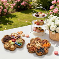 Ensemble d'assiettes carrées décoratives pour la maison, plateau de service pour collations et desserts, assiettes en bois d'acacia pour restaurant