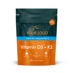 Vitamine D3 végétalienne 4000IU et K2 MK7 100 μg comprimés Formule à base de plantes de haute intensité facile à avaler - Product Image 1