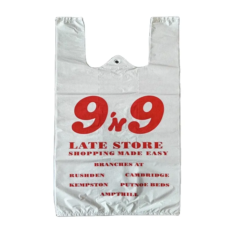 Economical Reusable Wholesale Shopping Bag PE Plastic Grocery T-shirt Bags Plastic Bags With Logos