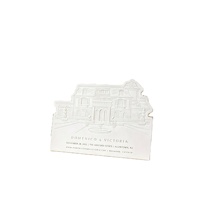 Carte d'invitation de mariage personnalisée découpée au laser, imprimée en typographie, avec gaufrage à sec, estampage à chaud, sur papier épais en coton, luxe pour mariage