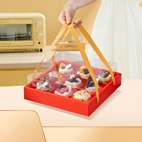 Boîte pliante carrée en carton blanc avec couvercle transparent à 9 trous pour gâteaux, mousses et desserts – Personnalisable pour les fêtes
